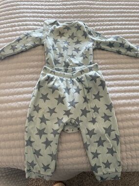 cloud island Pale Mint Star Ribbed Two-Piece Set